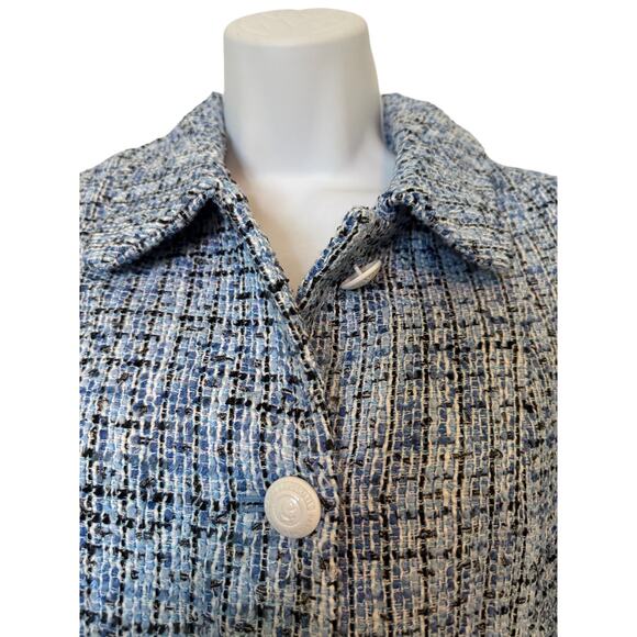 Karl Lagerfeld Paris Blue Tweed Button-Front Jacket Women’s Size 2 - Picture 4 of 9